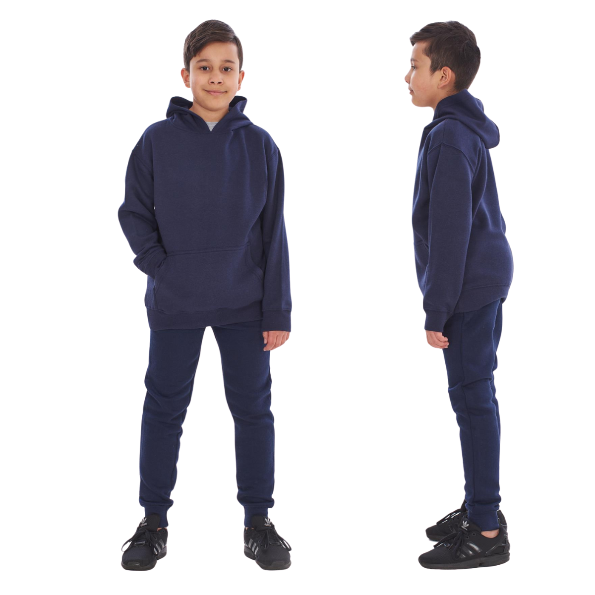 Solid pocket hoodie and drawstring bottom