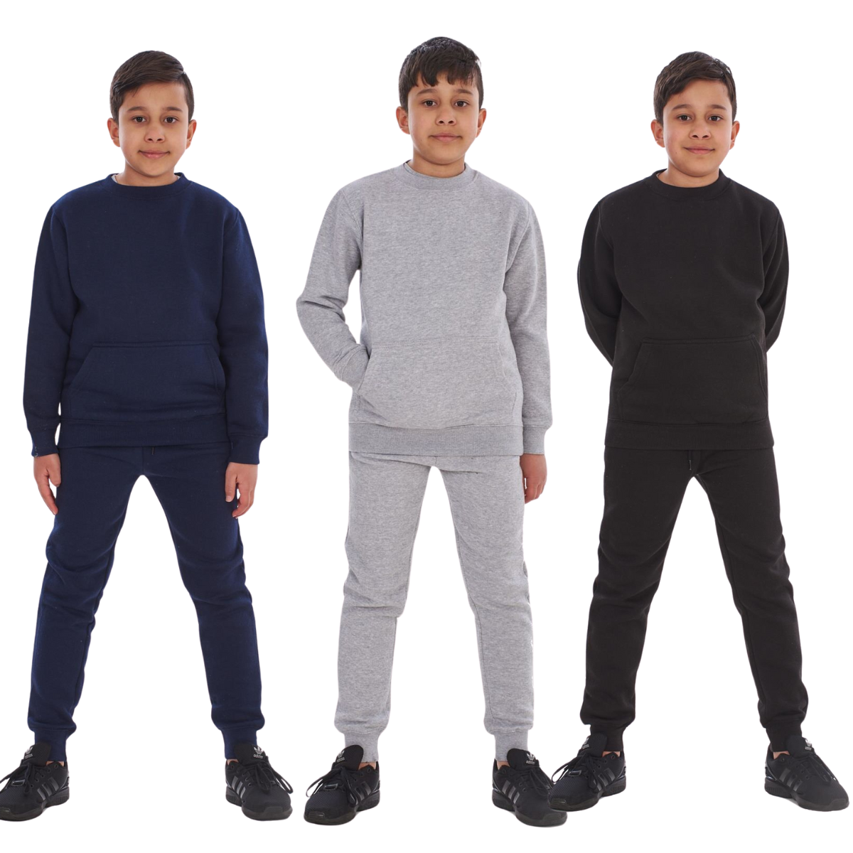 2pcs Solid Joger Set Drawstring waist pants