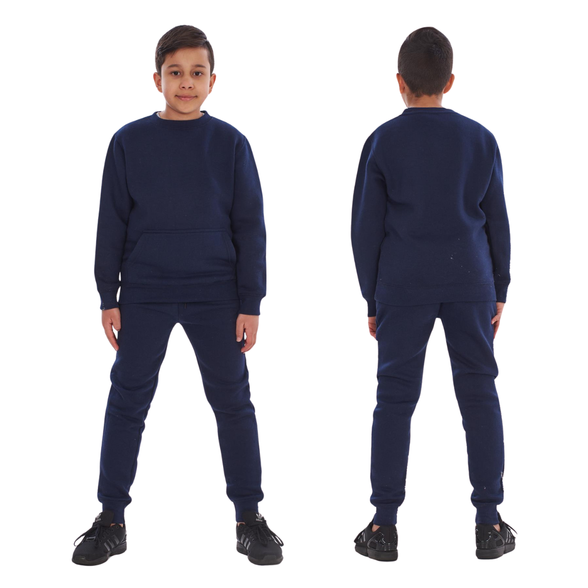 2pcs Solid Joger Set Drawstring waist pants