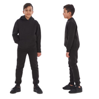 Solid pocket hoodie and drawstring bottom