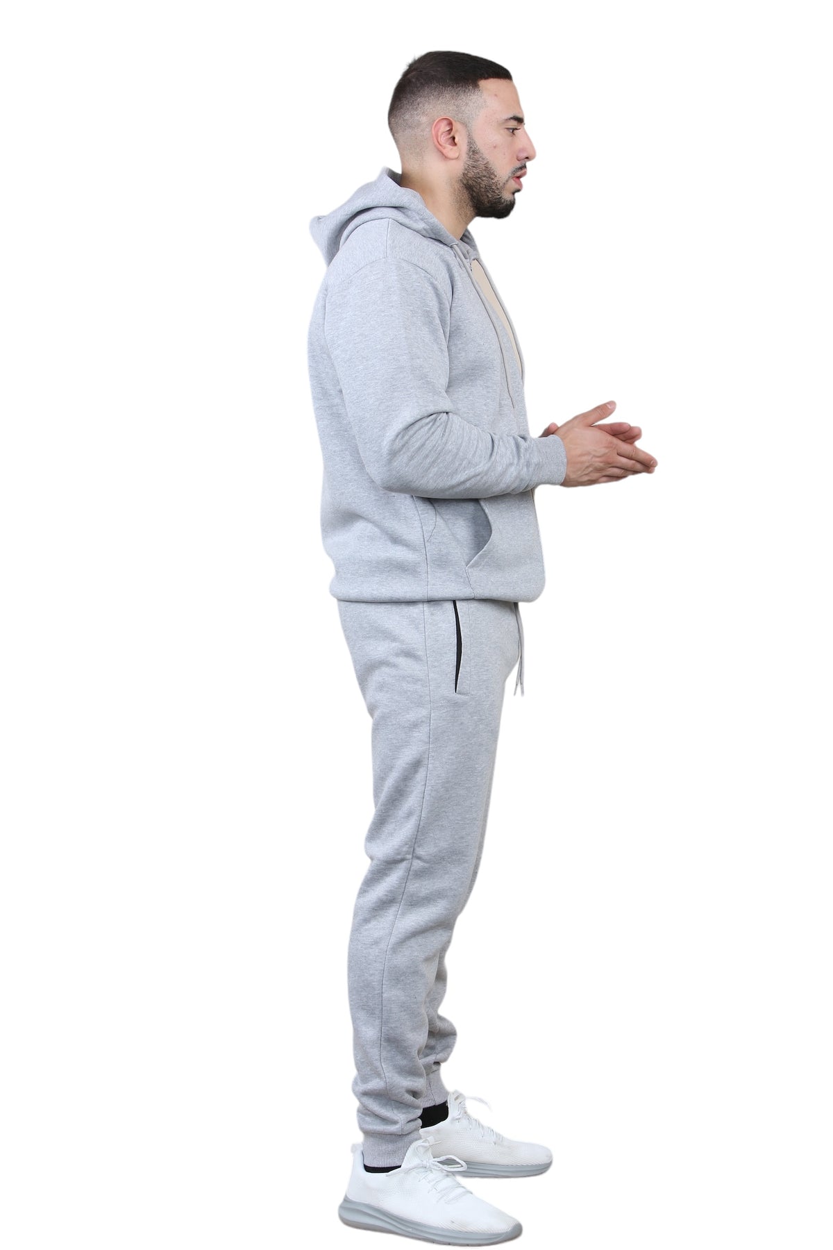 2 pcs Zipper Hoodie & Drawstring waist pant