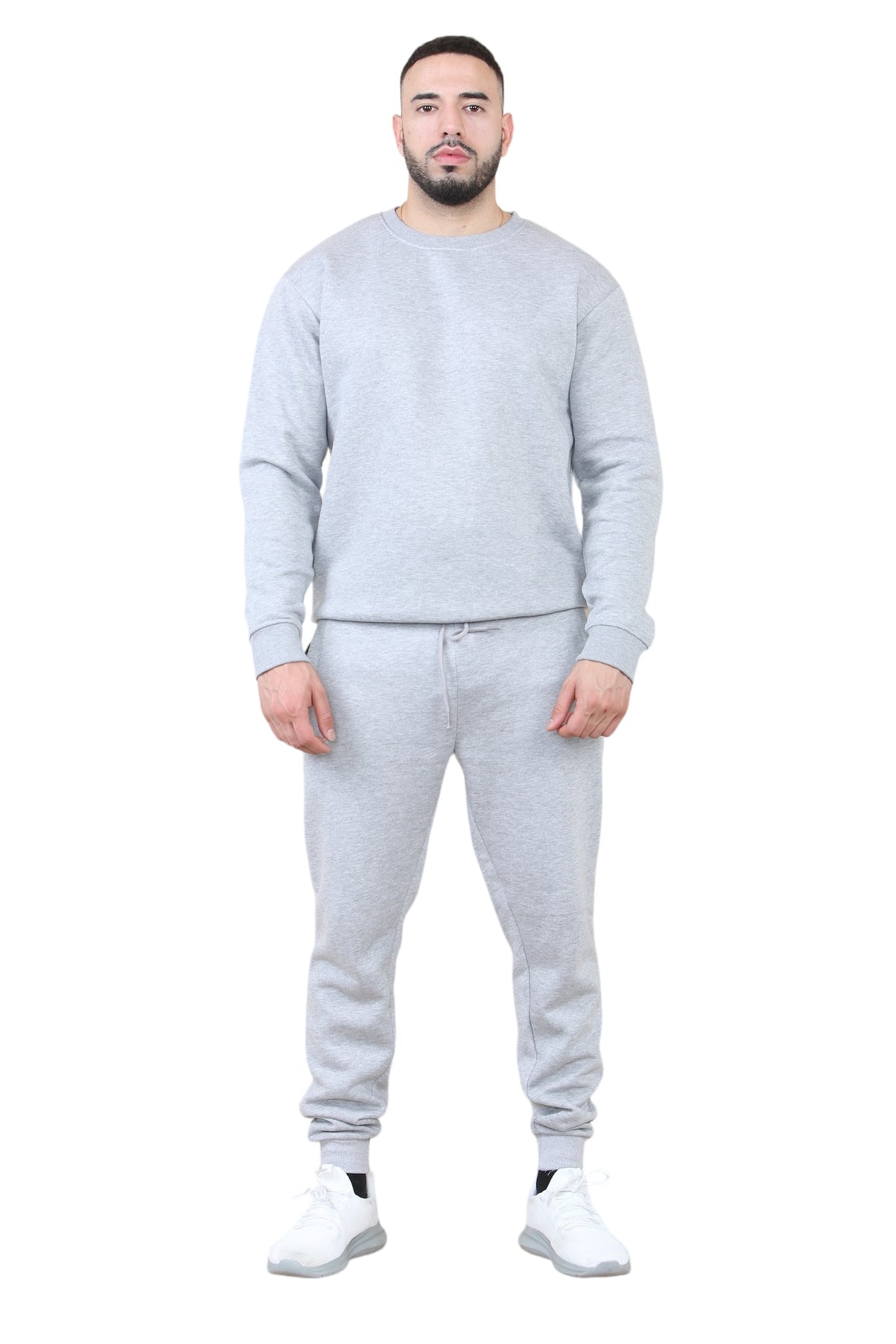 2pcs Solid Joger Set Drawstring waist pants