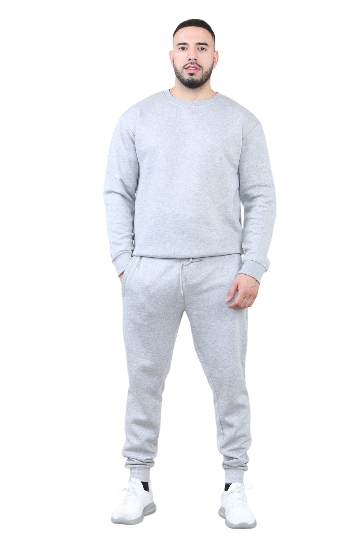 2pcs Solid Joger Set Drawstring waist pants