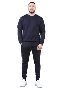 2pcs Solid Joger Set Drawstring waist pants
