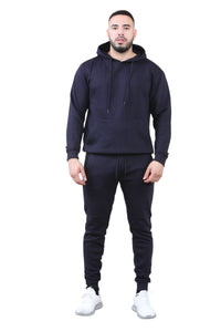 Solid pocket hoodie and drawstring bottom