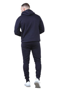 Solid pocket hoodie and drawstring bottom