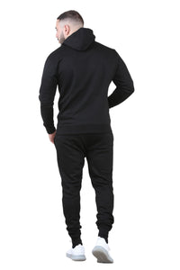 Solid pocket hoodie and drawstring bottom