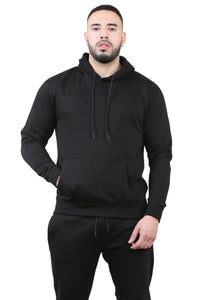 Solid pocket hoodie and drawstring bottom