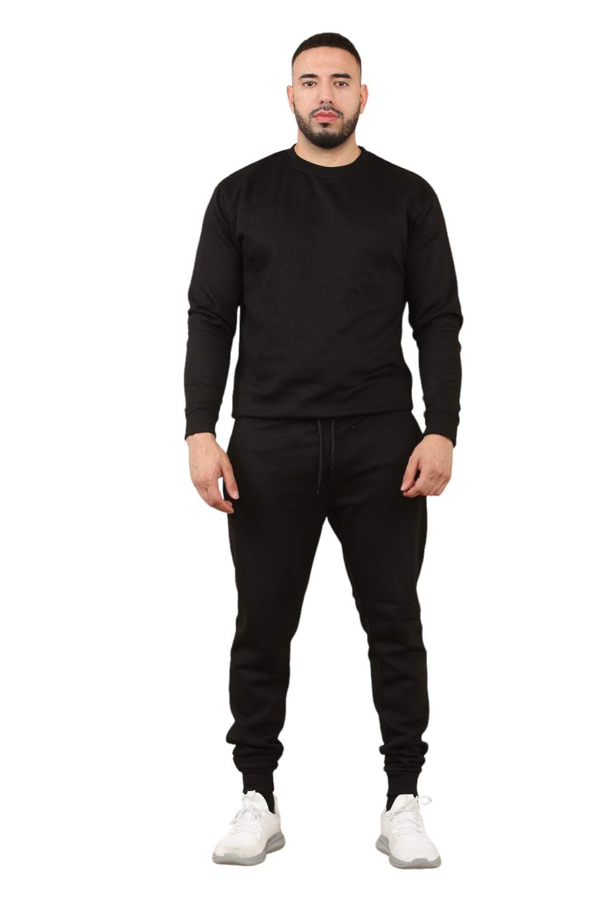 2pcs Solid Joger Set Drawstring waist pants