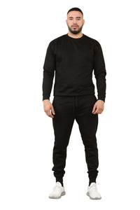 2pcs Solid Joger Set Drawstring waist pants