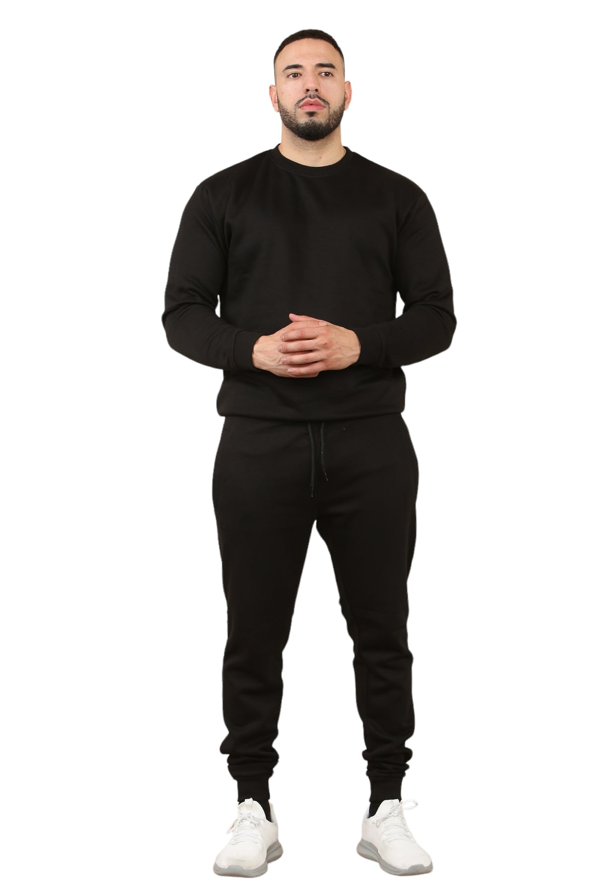 2pcs Solid Joger Set Drawstring waist pants