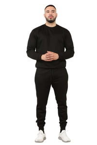2pcs Solid Joger Set Drawstring waist pants