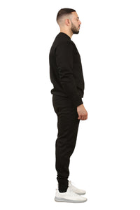 2pcs Solid Joger Set Drawstring waist pants