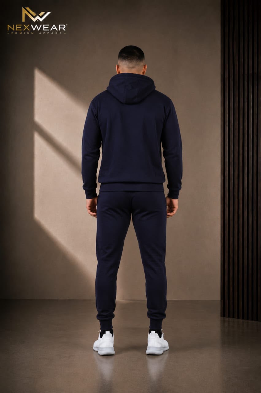 Solid pocket hoodie and drawstring bottom