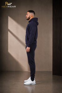 Solid pocket hoodie and drawstring bottom