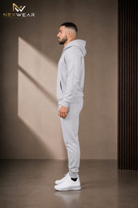 Solid pocket hoodie and drawstring bottom