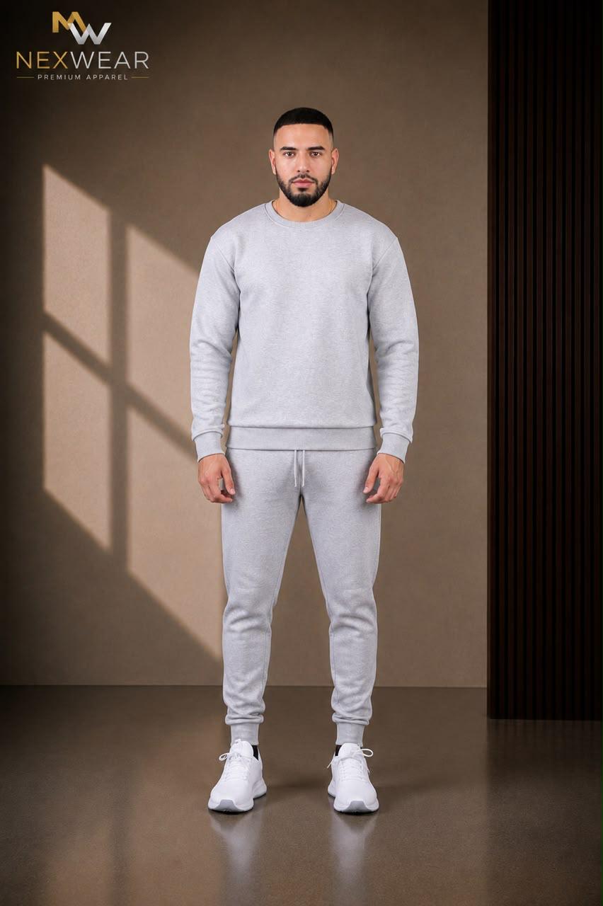 2pcs Solid Joger Set Drawstring waist pants