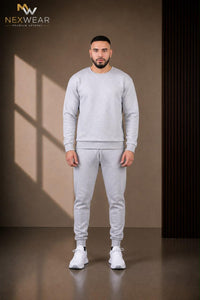 2pcs Solid Joger Set Drawstring waist pants