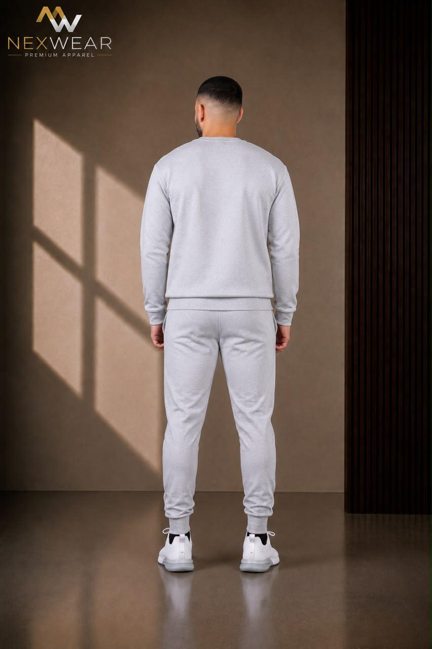 2pcs Solid Joger Set Drawstring waist pants