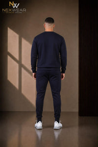2pcs Solid Joger Set Drawstring waist pants