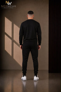 2pcs Solid Joger Set Drawstring waist pants