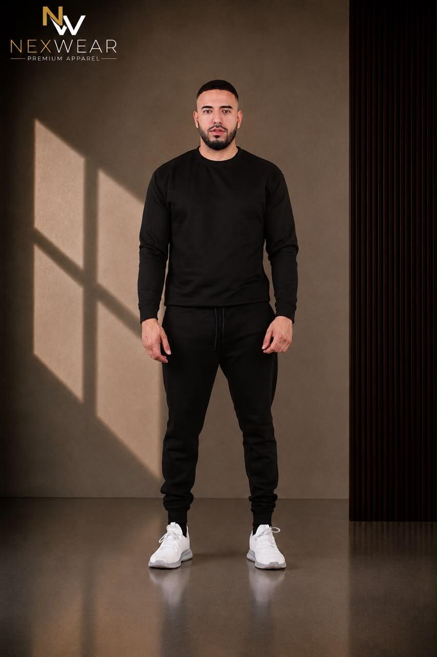 2pcs Solid Joger Set Drawstring waist pants