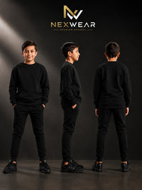 2pcs Solid Joger Set Drawstring waist pants