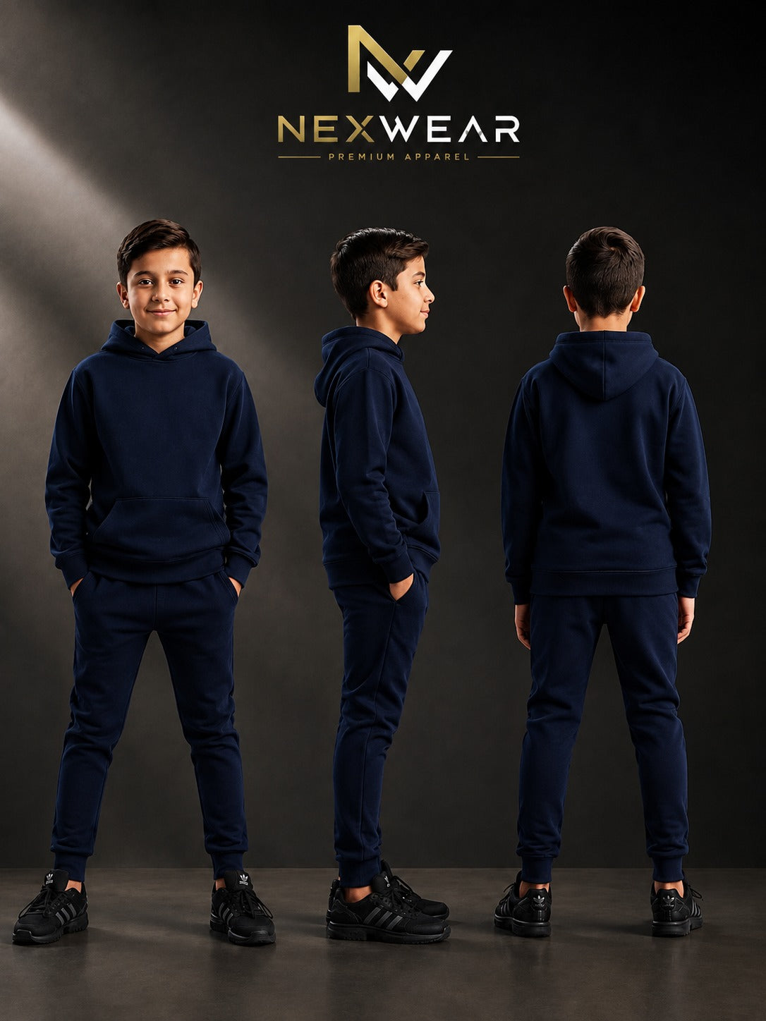 Solid pocket hoodie and drawstring bottom