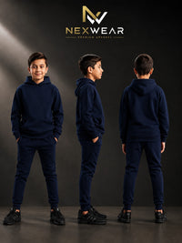 Solid pocket hoodie and drawstring bottom
