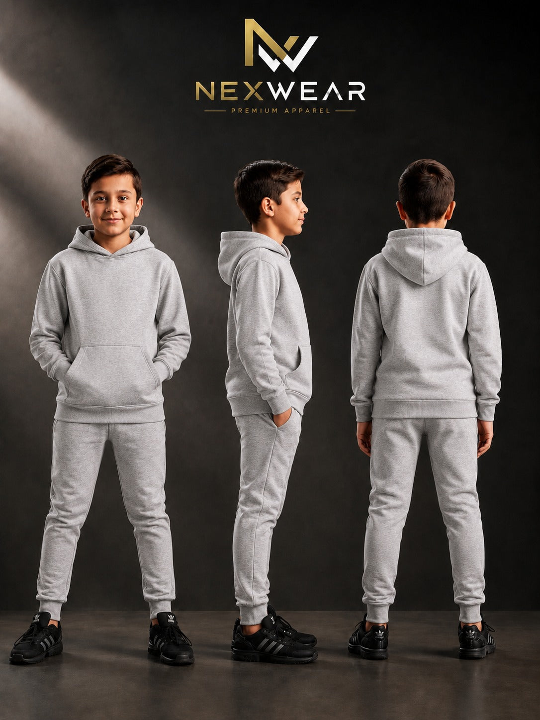 Solid pocket hoodie and drawstring bottom