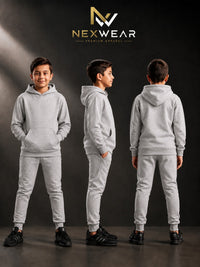 Solid pocket hoodie and drawstring bottom