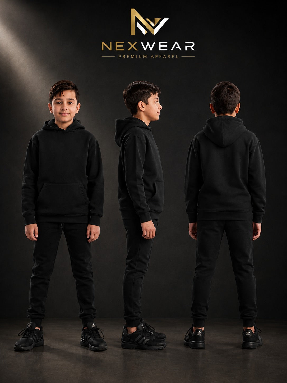 Solid pocket hoodie and drawstring bottom