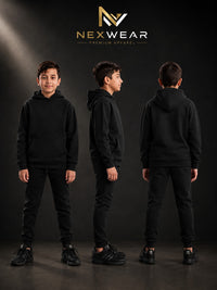 Solid pocket hoodie and drawstring bottom