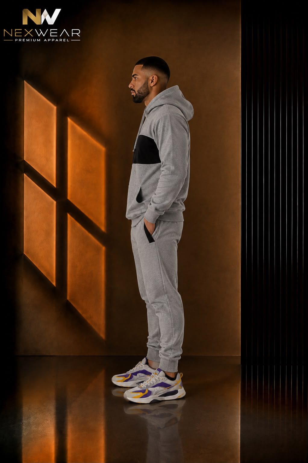 NEXWEAR Men's Premium Front Panel Hoodie Set