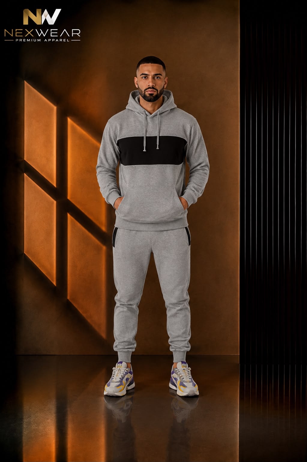 NEXWEAR Men's Premium Front Panel Hoodie Set