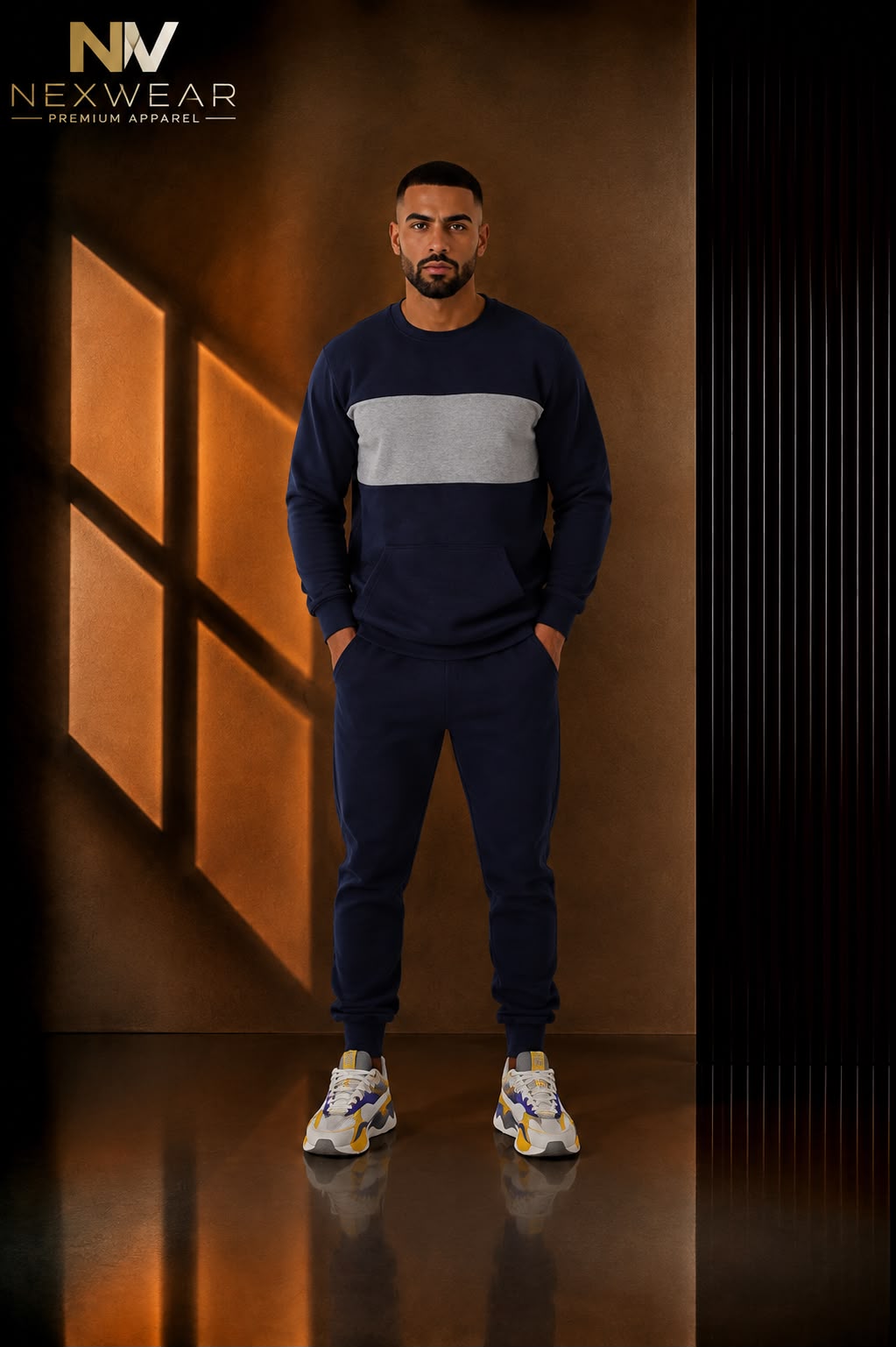 NEXWEAR Men's Premium Front Panel Sweat Suit & Joggers Set