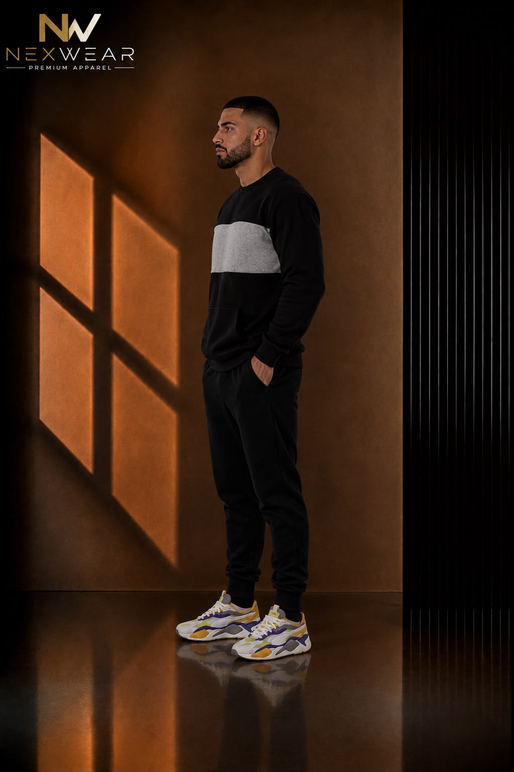 NEXWEAR Men's Premium Front Panel Sweat Suit & Joggers Set