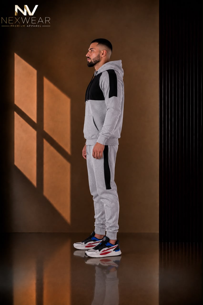 NEXWEAR Men's Premium Shoulder Panel Hoodie Set